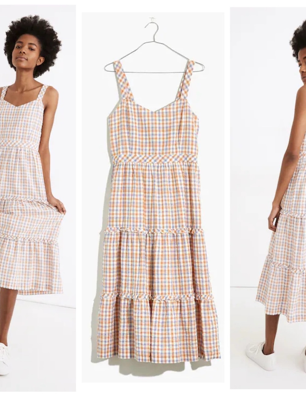 Madewell
Gingham Sweetheart Ruffle-Tiered Midi Dress